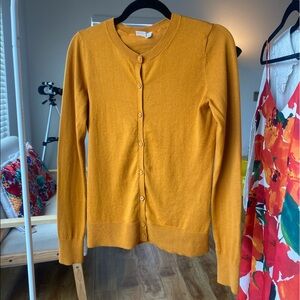 GAP yellow crew neck long sleeve button down cardigan - size XS